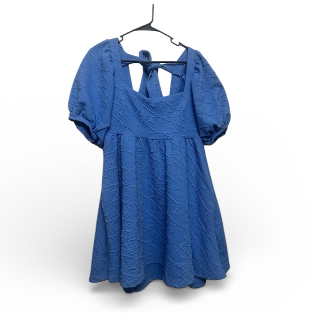 NWOT Free‎ People Violet Puff Sleeve Mini Dress Sky Blue Small - Picture 1 of 8
